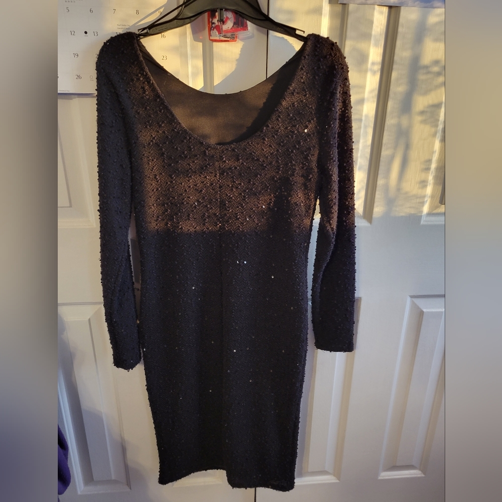 Long sleeve black dress with sequins